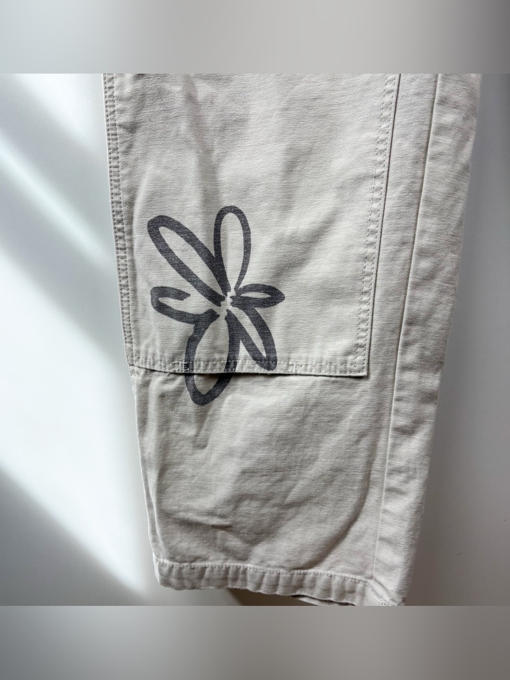 OBEY Big Timer Twill Printed Carpenter Pants Flower Floral Beige Cotton Size 30 - Picture 4 of 9
